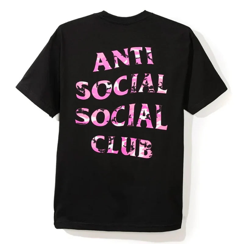 Anti Social Social Club Blocked Pink Camo Black Tee