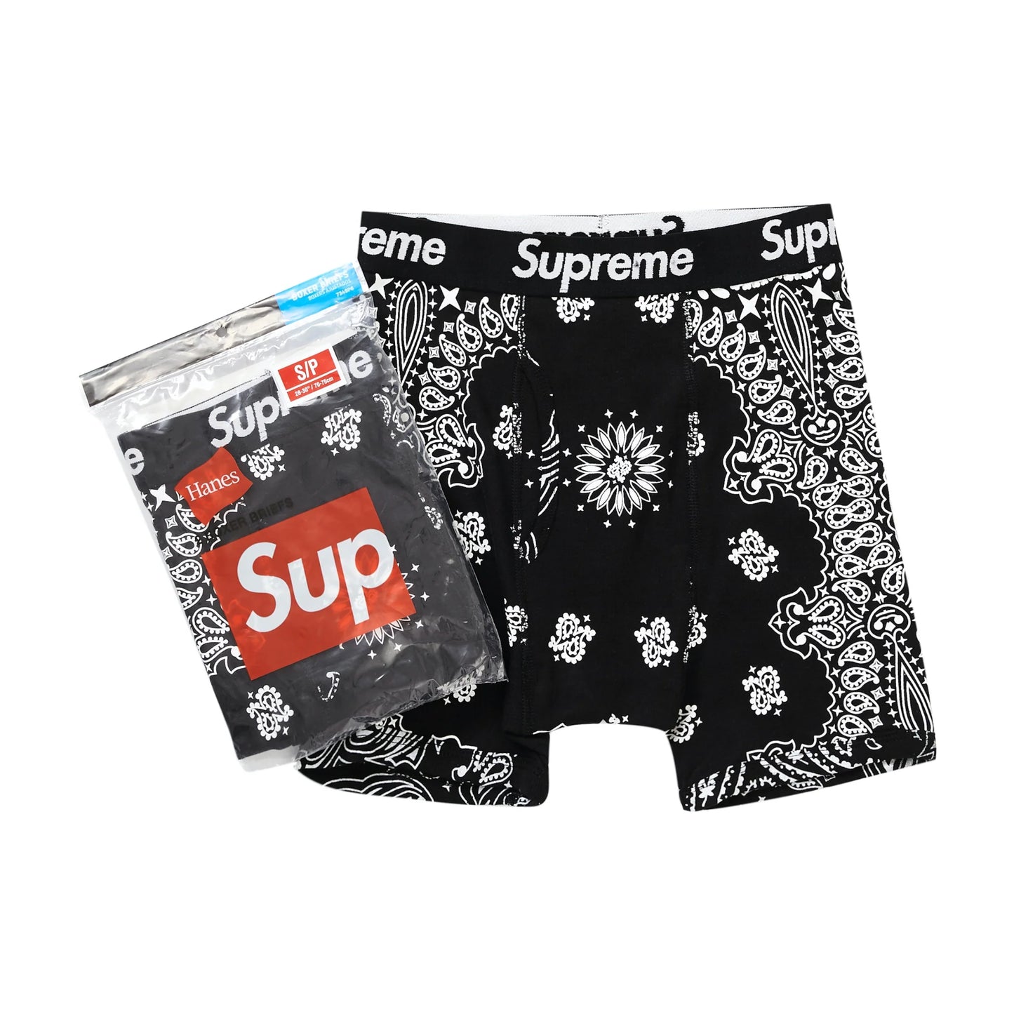 Supreme Hanes Bandana Boxer Briefs (2 Pack) Black