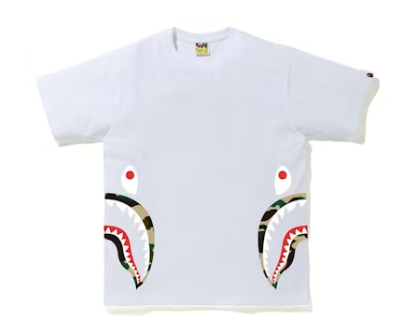 BAPE 1st Camo Side Shark Tee White/Yellow