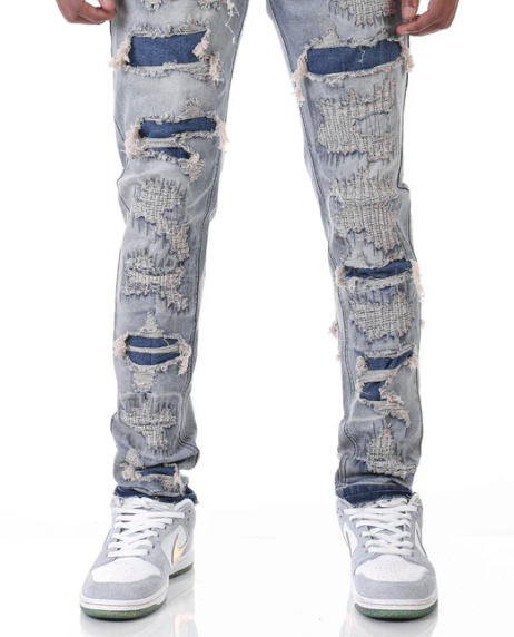 KDNK RIP & REPAIR V2 JEANS Steel Blue