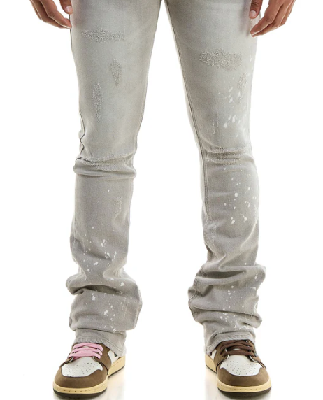 KDNK DISTRESSED FLARE JEANS Grey