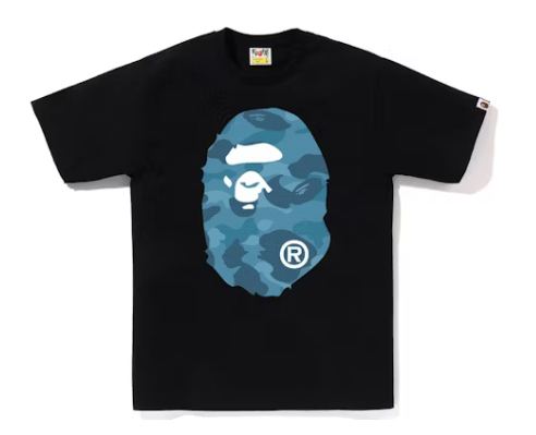 BAPE Honeycomb Camo Big Ape Head Tee Black Blue