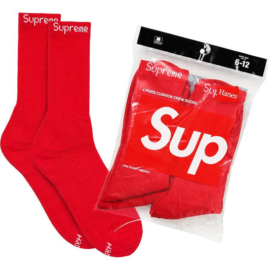 Supreme Red Hanes Crew Socks (4 Pack)